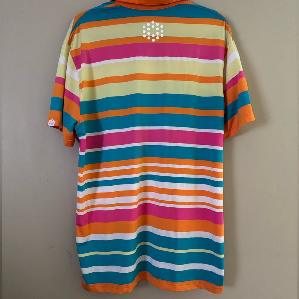 PUMA Golf Sport Lifestyle Polo Men’s Size XL Dry Cell Orange/Pink Roadmap Stripe - Picture 4 of 7